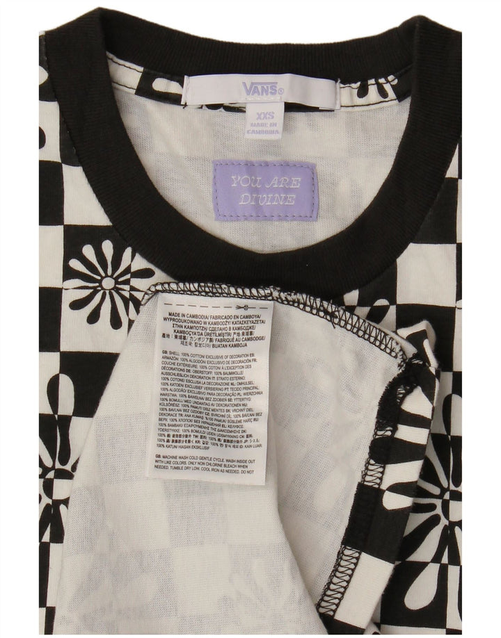 VANS Womens Oversized T-Shirt Dress UK 2 2XS Black Geometric Cotton