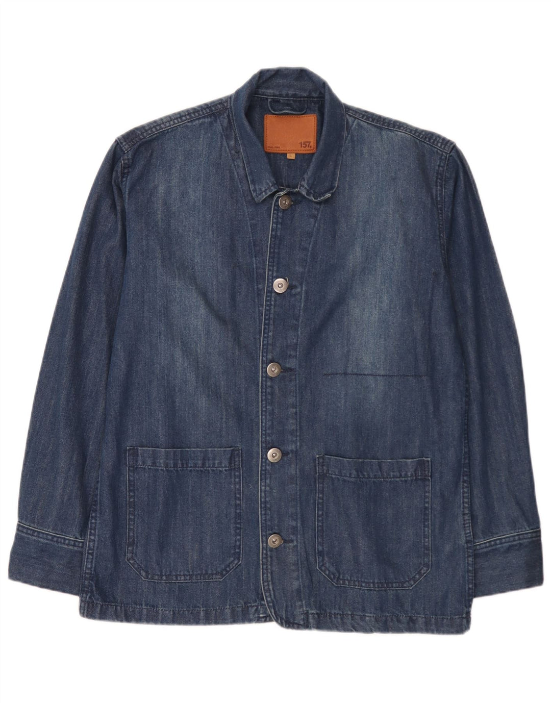 Lager 157 Mens Denim 5 Button Blazer Jacket UK 40 Large Blue Cotton