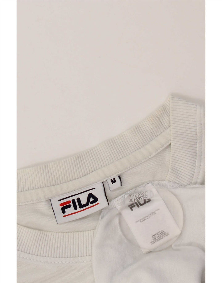 Fila Mens Graphic T-Shirt Top Medium White Cotton