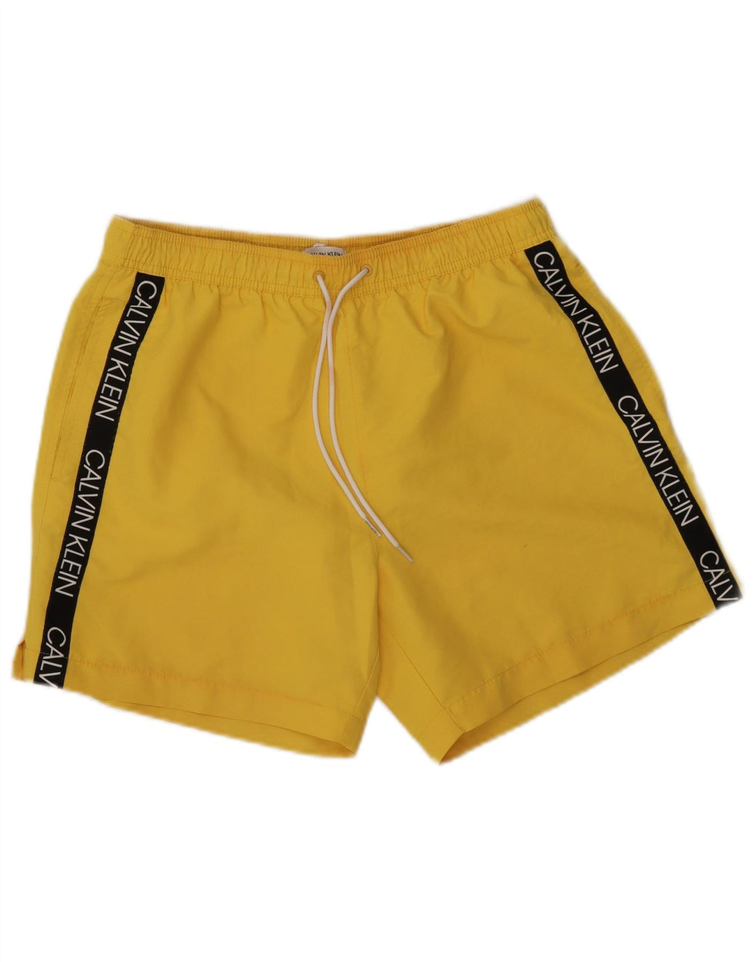 CALVIN KLEIN Mens Graphic Swimming Shorts Medium Yellow Colourblock