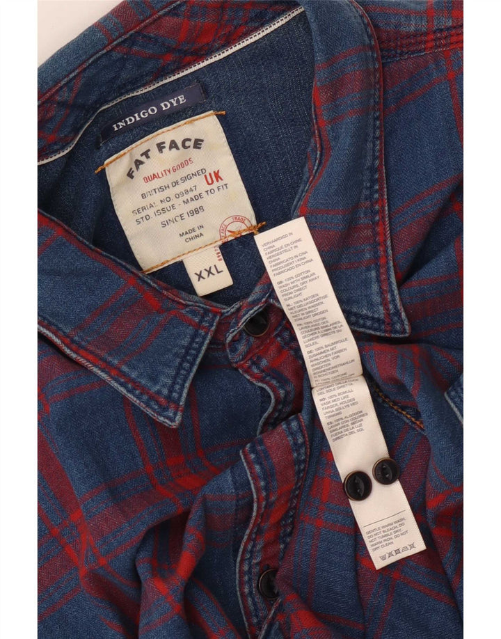 Fat Face Mens Indigo Shirt 2XL Blue Check Cotton