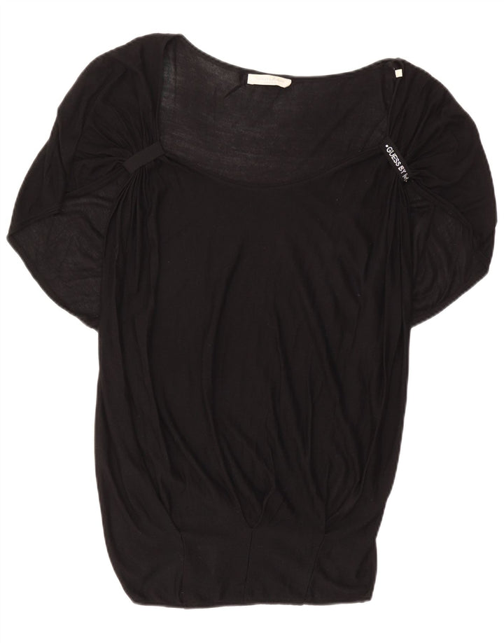 GUESS BY MARCIANO Womens Blouse Top UK 14 Medium Black Silk