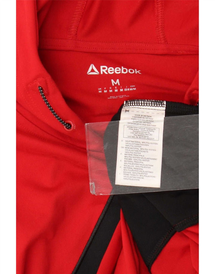 Reebok Mens Graphic Hoodie Jumper Medium Red Polyester