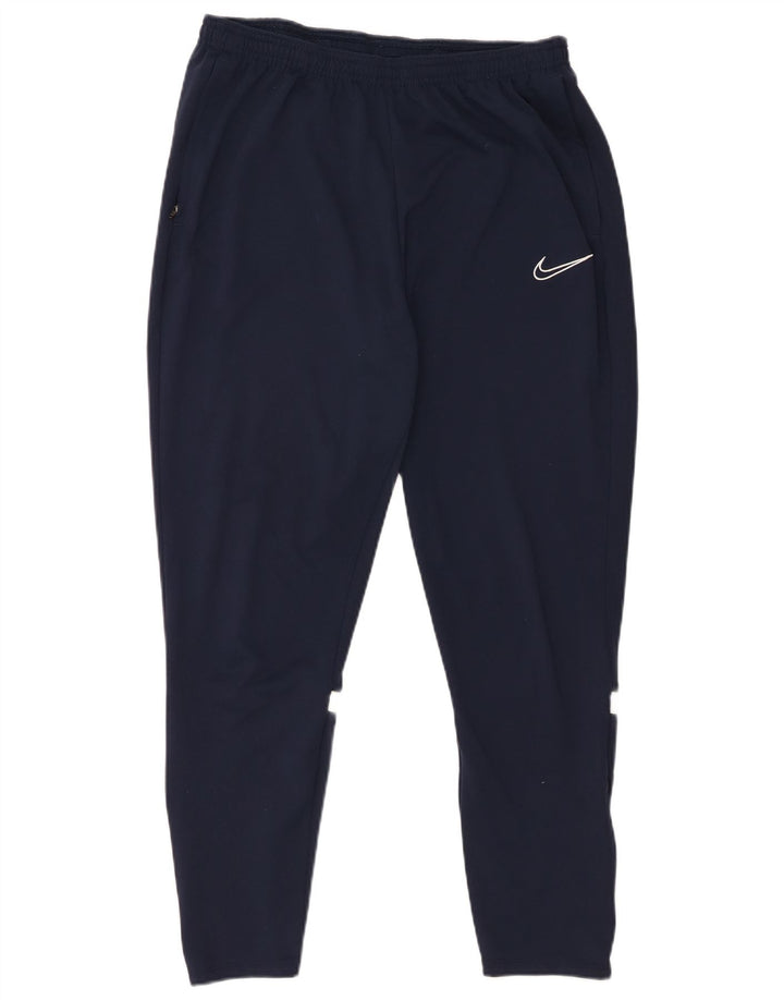 Nike Mens Dri Fit Tracksuit Trousers Large Navy Blue Polyester