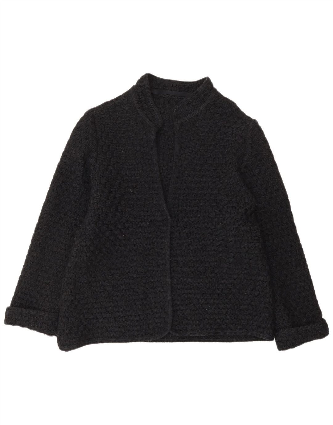 Vintage Womens Cardigan Sweater UK 12 Medium Black Wool