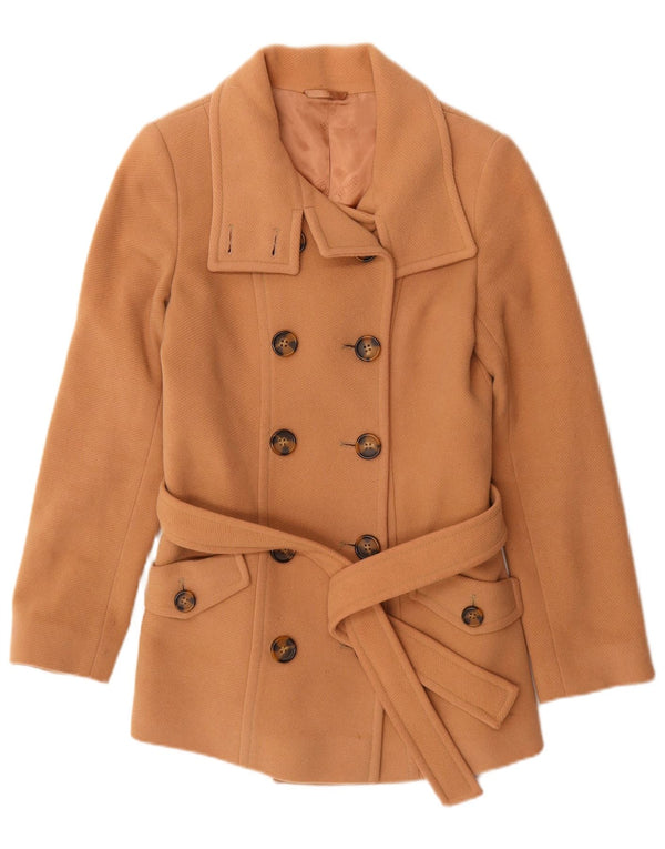 HOBBS Womens Pea Coat UK 8 Small  Beige Wool