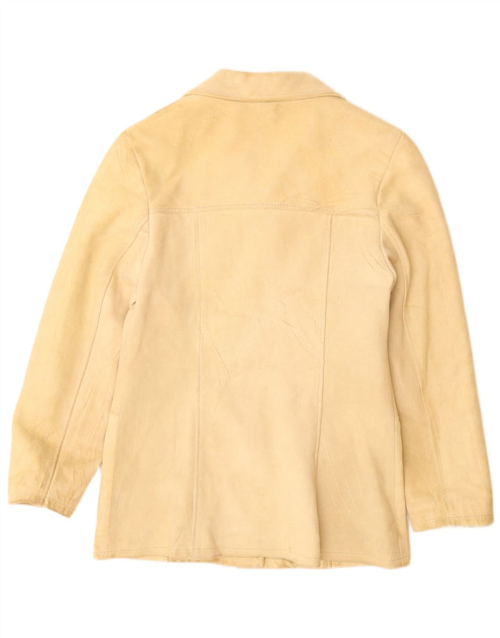 Vintage Womens Suede Jacket UK 12 Medium Beige Leather