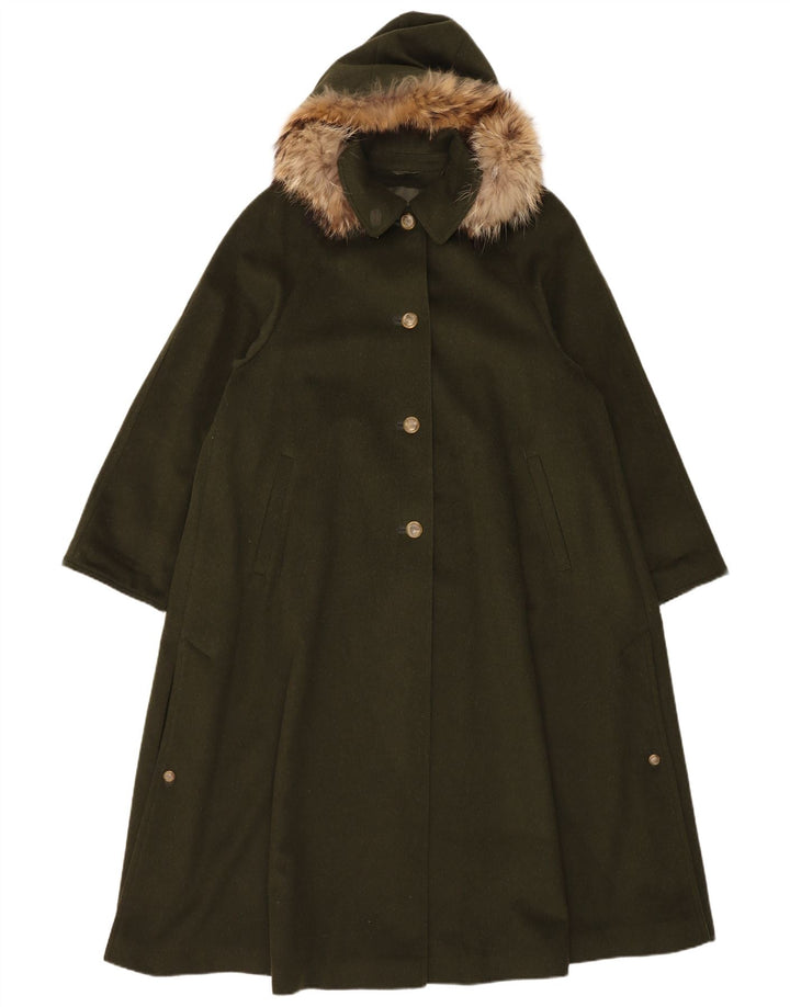 Moessmer Womens Hooded Oversized Overcoat UK 10 Small Khaki