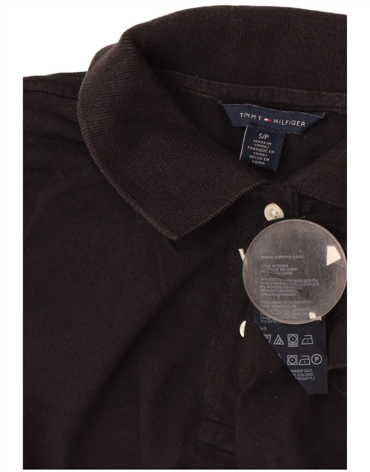 TOMMY HILFIGER Womens Polo Shirt UK 10 Small Black Cotton