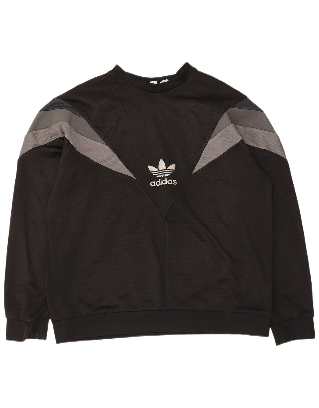 Adidas Mens Sweatshirt Jumper XL Black Colourblock Polyester