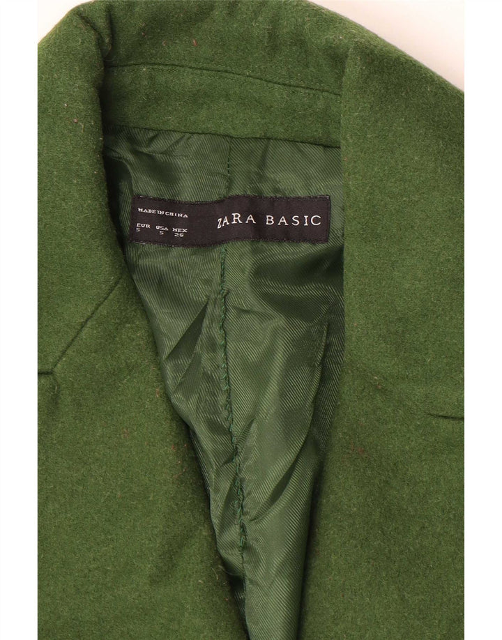 Zara Womens Double Breasted Coat UK 10 Small Green