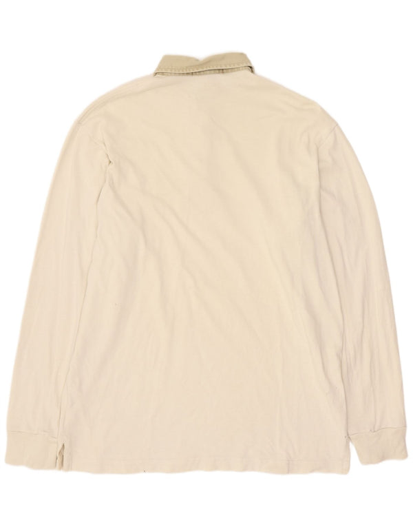 POLO RALPH LAUREN Mens Rugby Polo Shirt Small Off White Colourblock