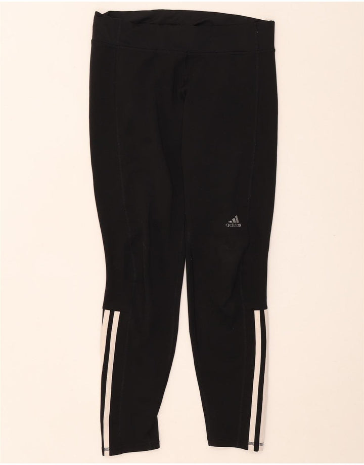 ADIDAS Womens Leggings UK 12/14 Medium  Black Polyester