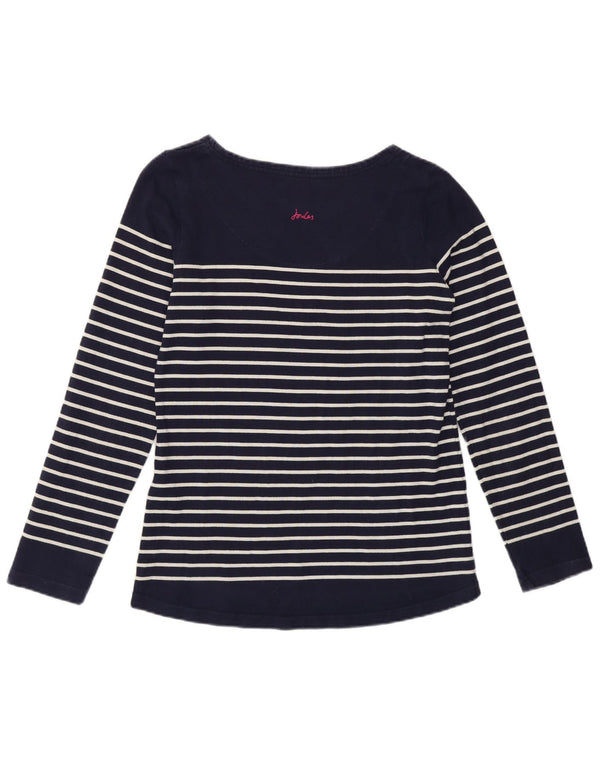 Joules Womens Top Long Sleeve UK 8 Small Navy Blue Striped Cotton