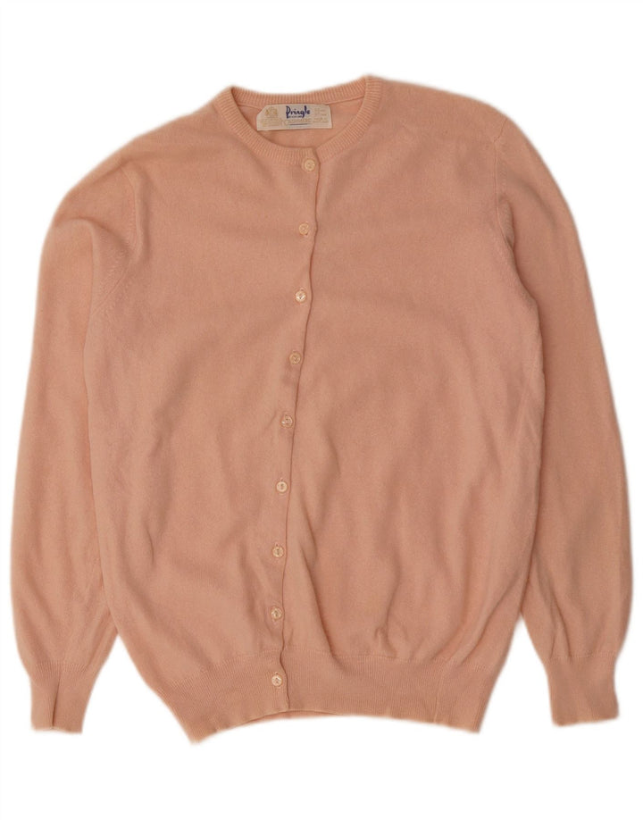 PRINGLE Womens Cardigan Sweater EU 38 Medium Pink Cashmere