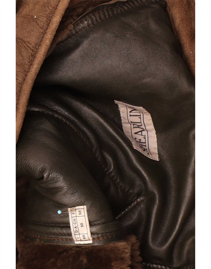 Vintage Mens Shearling Jacket IT 50 Large Brown