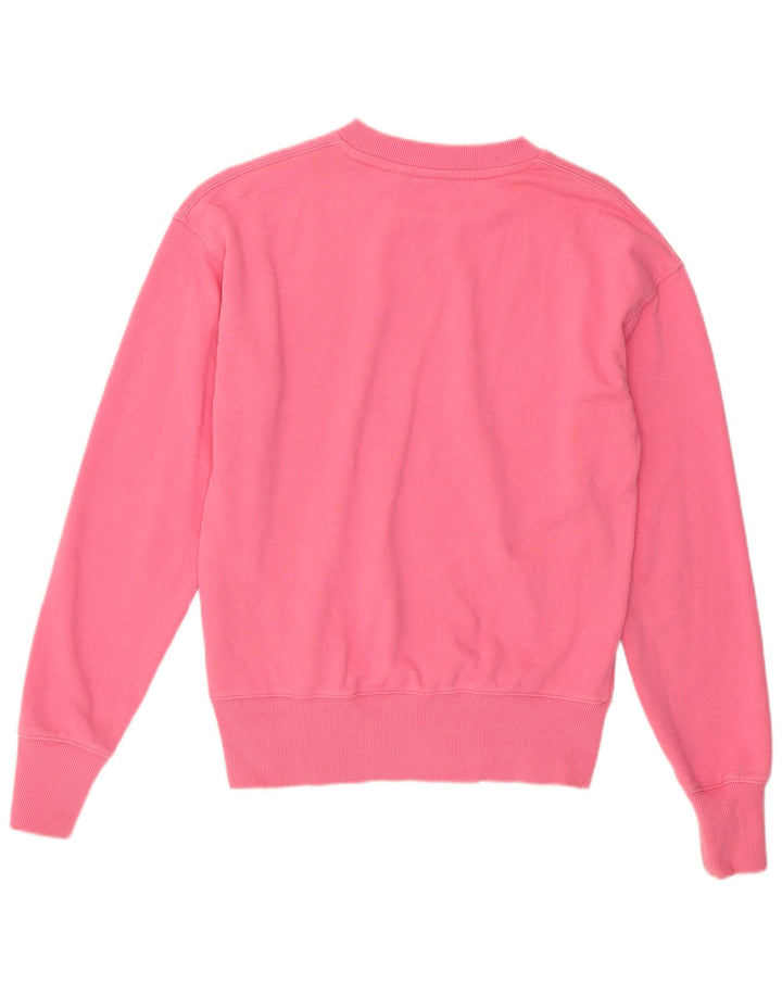 Superdry Womens Oversized Sweatshirt Jumper UK 8 Small Pink Cotton