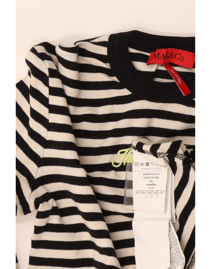 Max & Co. Womens Crop Graphic Top Long Sleeve UK 12 Medium Black Striped