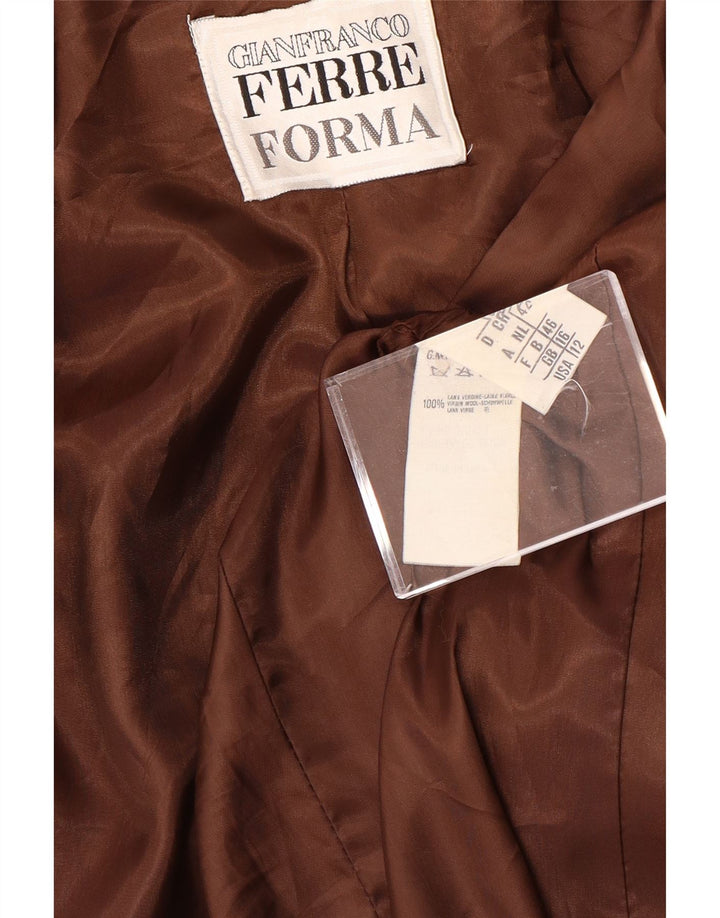 GIANFRANCO FERRE Womens 3 Button Blazer Jacket UK 16 Large Brown Wool