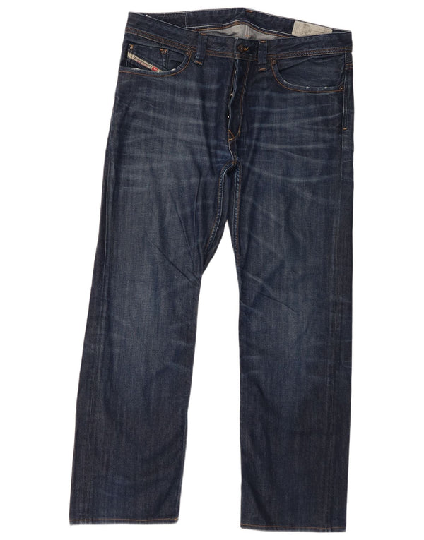 Diesel Mens Larkee Regular Straight Jeans W36 L30 Navy Blue Cotton