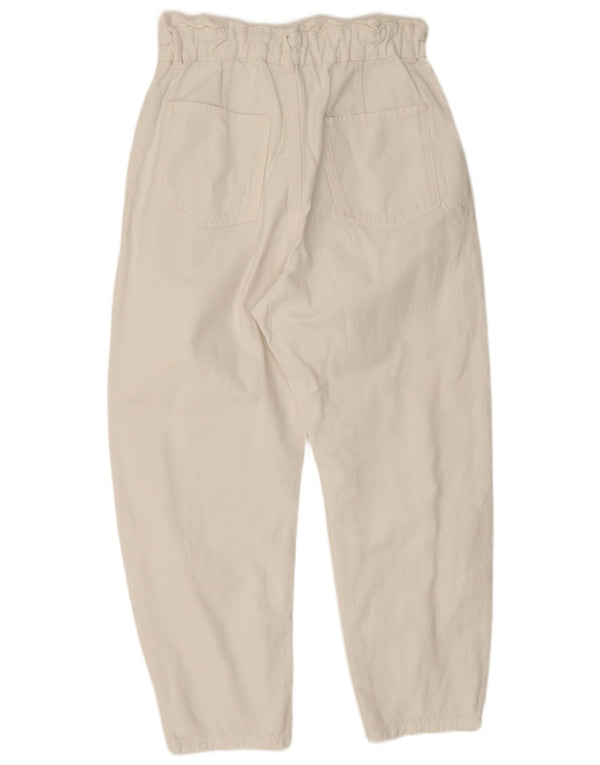 Zara Womens High Waist Crop Loose Jeans EU 38 Small W28 L24 White