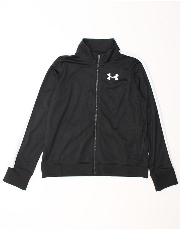 Under Armour Boys Tracksuit Top Jacket 13-14 Years XL Black Colourblock