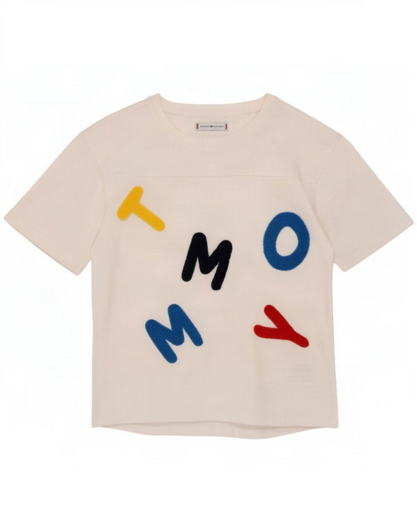 Tommy Hilfiger Boys Graphic T-Shirt Top 9-10 Years White Cotton