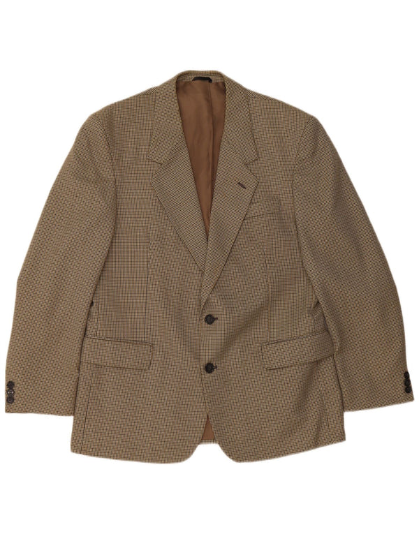 Bersani Mens 2 Button Blazer Jacket UK 40 Large Brown Houndstooth Polyester