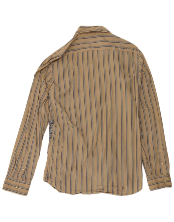 Iceberg Mens Shirt Medium Beige Striped Cotton
