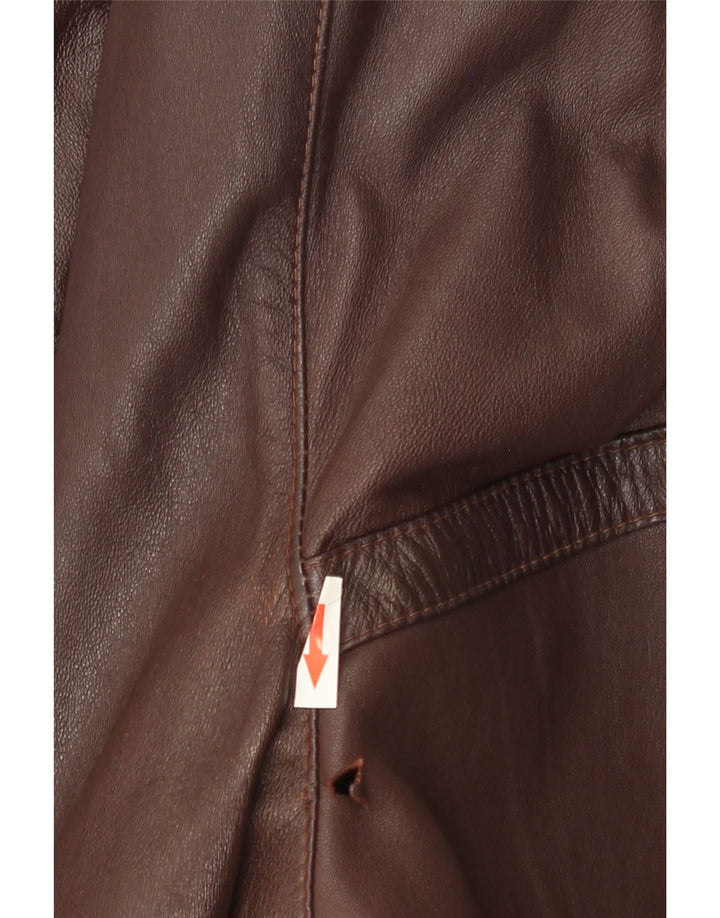 Vintage Womens Oversized Leather Coat EU 40 Medium Brown Leather