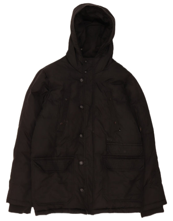 PEPE Jeans Mens Hooded Padded Jacket UK 38 Medium Black Polyester