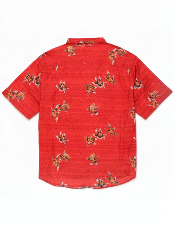 De Pietri Mens Short Sleeve Shirt IT 52 Large Red Floral Cotton