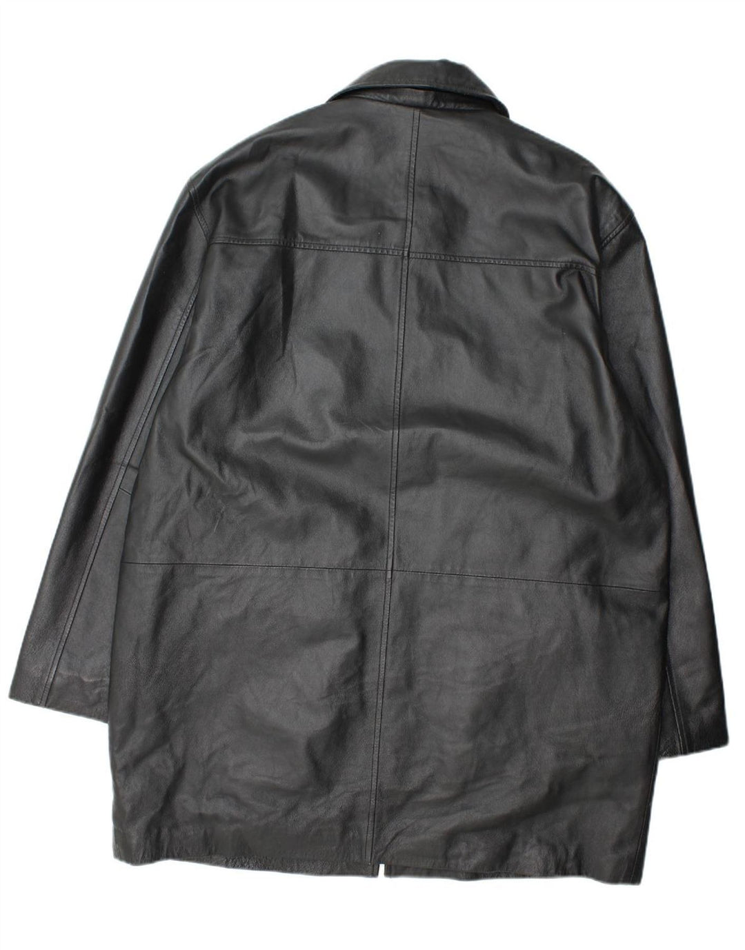 VINTAGE Mens Leather Coat IT 54 2XL Black Leather