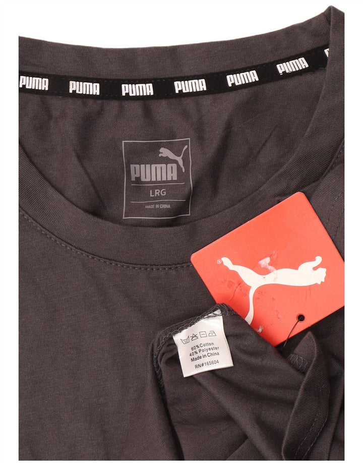 PUMA Mens T-Shirt Top Large Grey Cotton