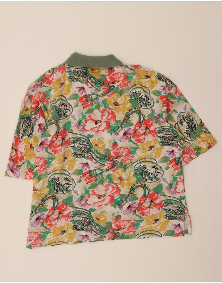 Vintage Mens Polo Shirt Large Multicoloured Floral