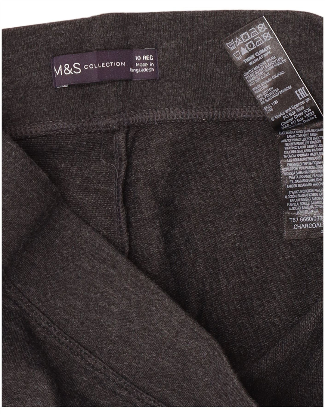 Marks & Spencer Womens Tracksuit Trousers UK 10 Small  Grey Cotton