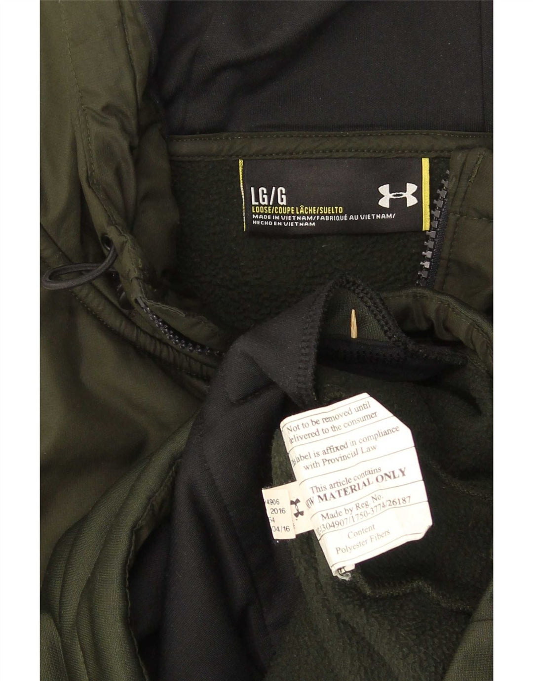 Under Armour Mens Parka Hooded Pullover Tracksuit Top Jacket Large Green