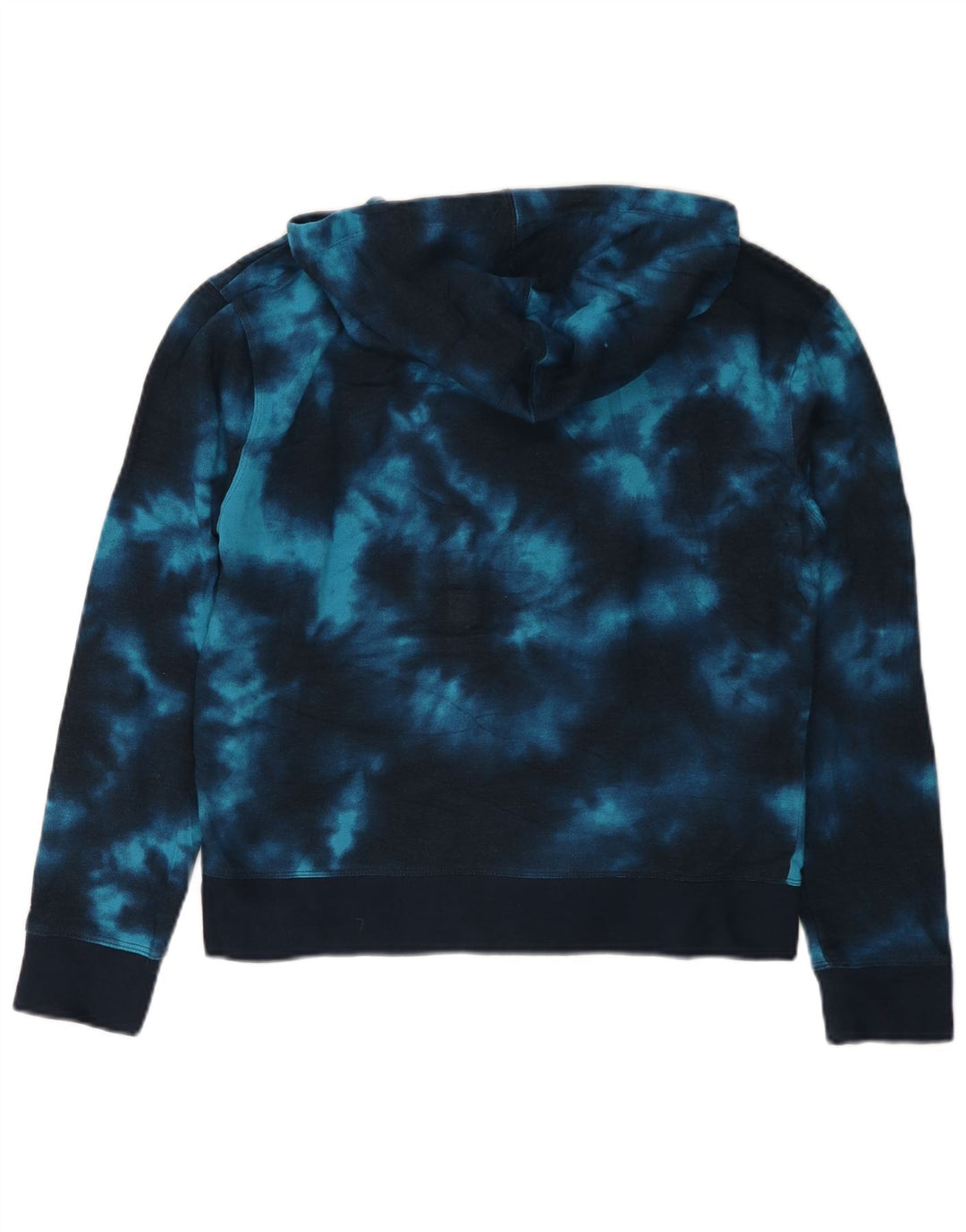 CHAMPION Womens Hoodie Jumper UK 14 Medium Navy Blue Tie Dye