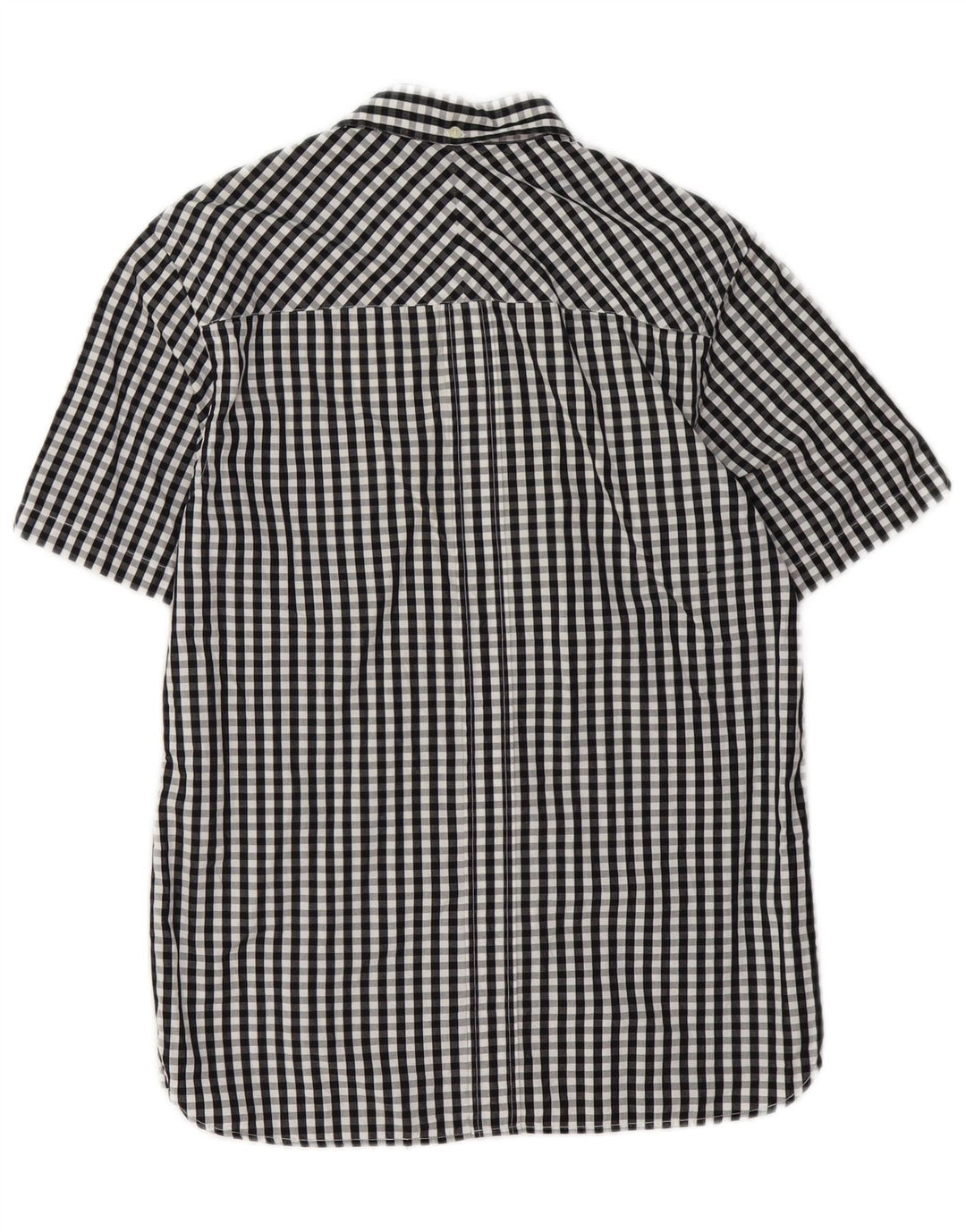 Fred Perry Mens Short Sleeve Shirt Small Black Gingham Cotton