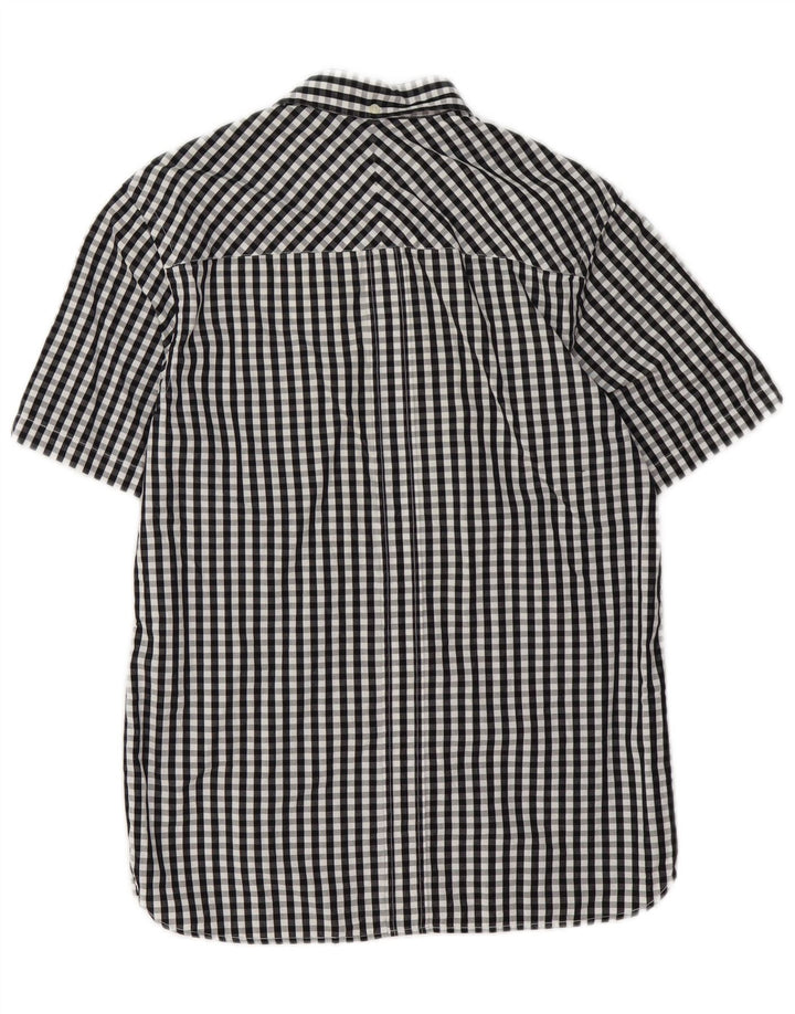 Fred Perry Mens Short Sleeve Shirt Small Black Gingham Cotton