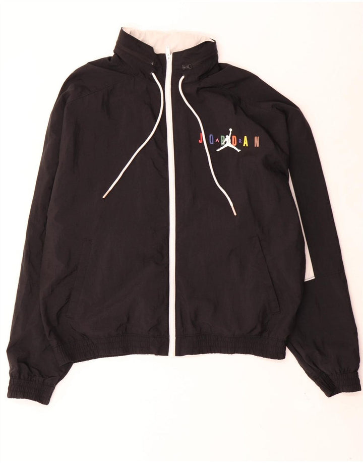 Jordan Mens Graphic Tracksuit Top Jacket Medium Black Colourblock Polyester