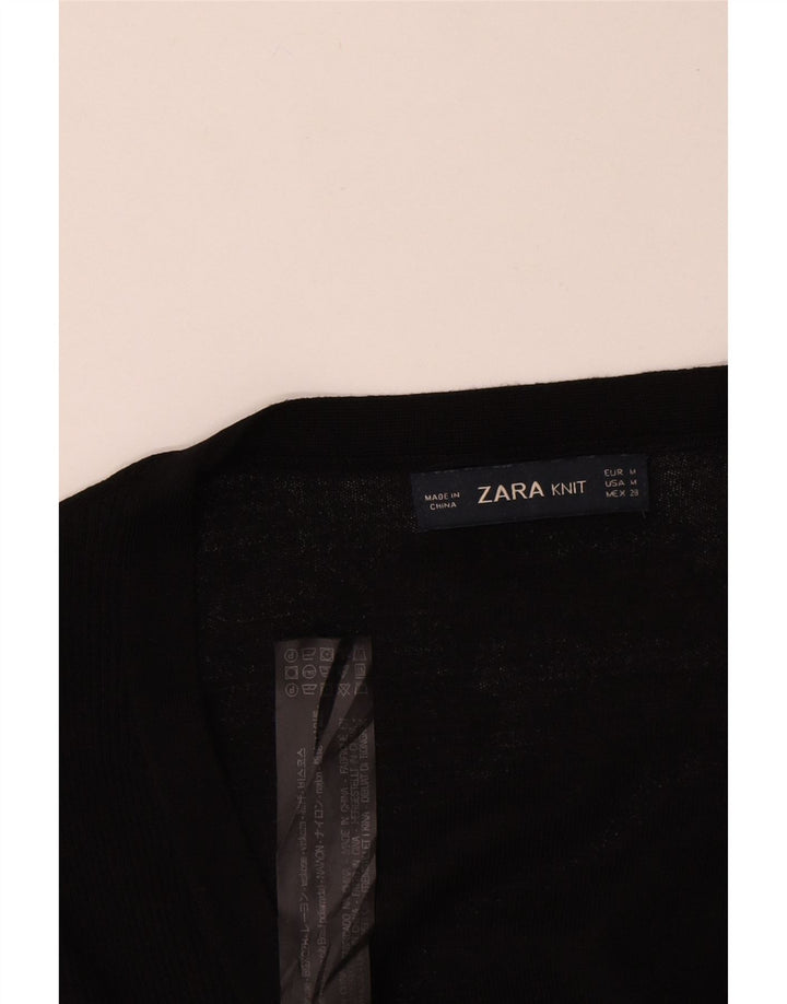 Zara Womens Cardigan Sweater UK 12 Medium Black Viscose