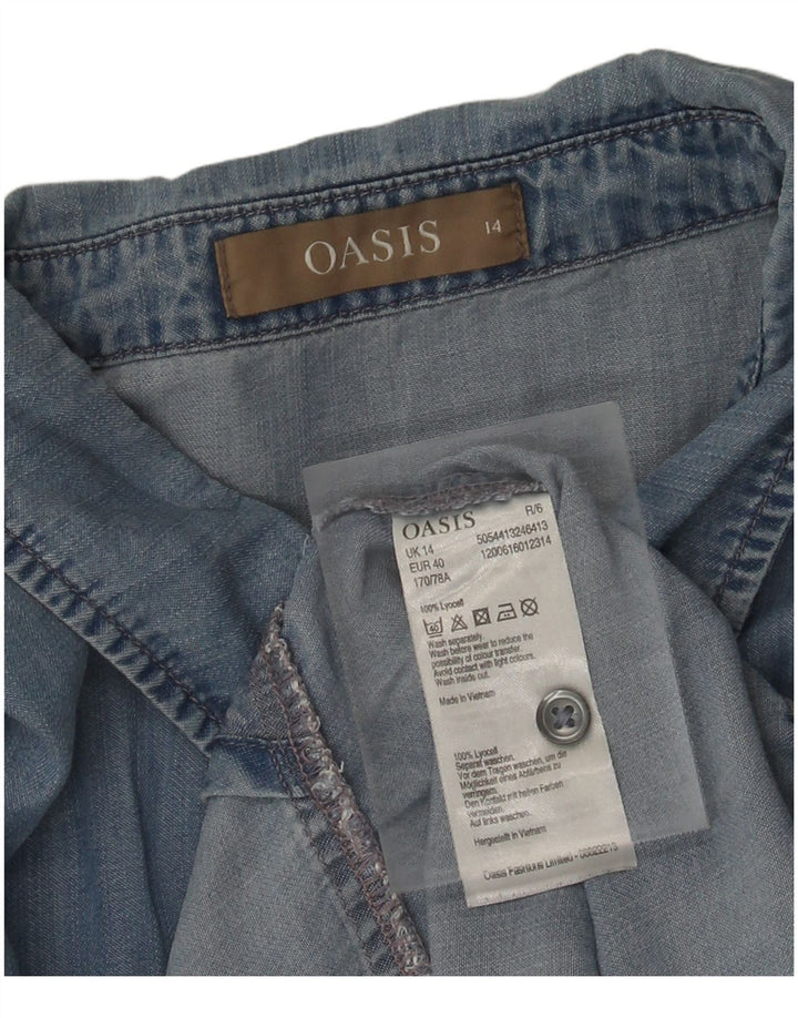 OASIS Womens Denim Shirt UK 14 Large Blue Lyocell