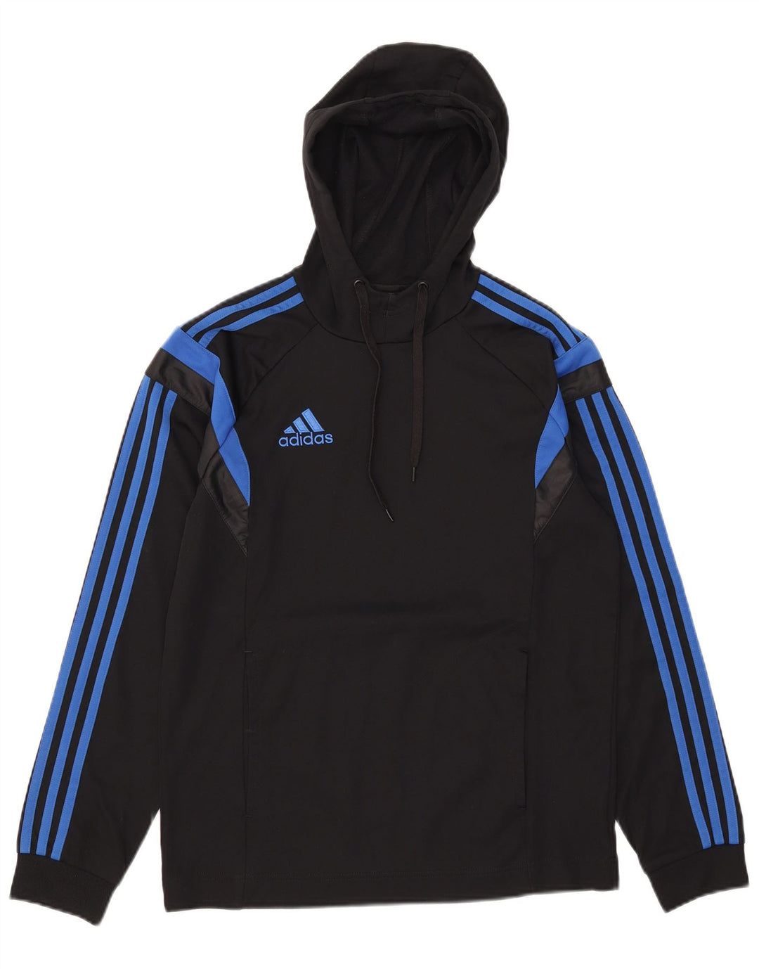 Adidas Mens Hoodie Jumper Small Black Colourblock Polyester