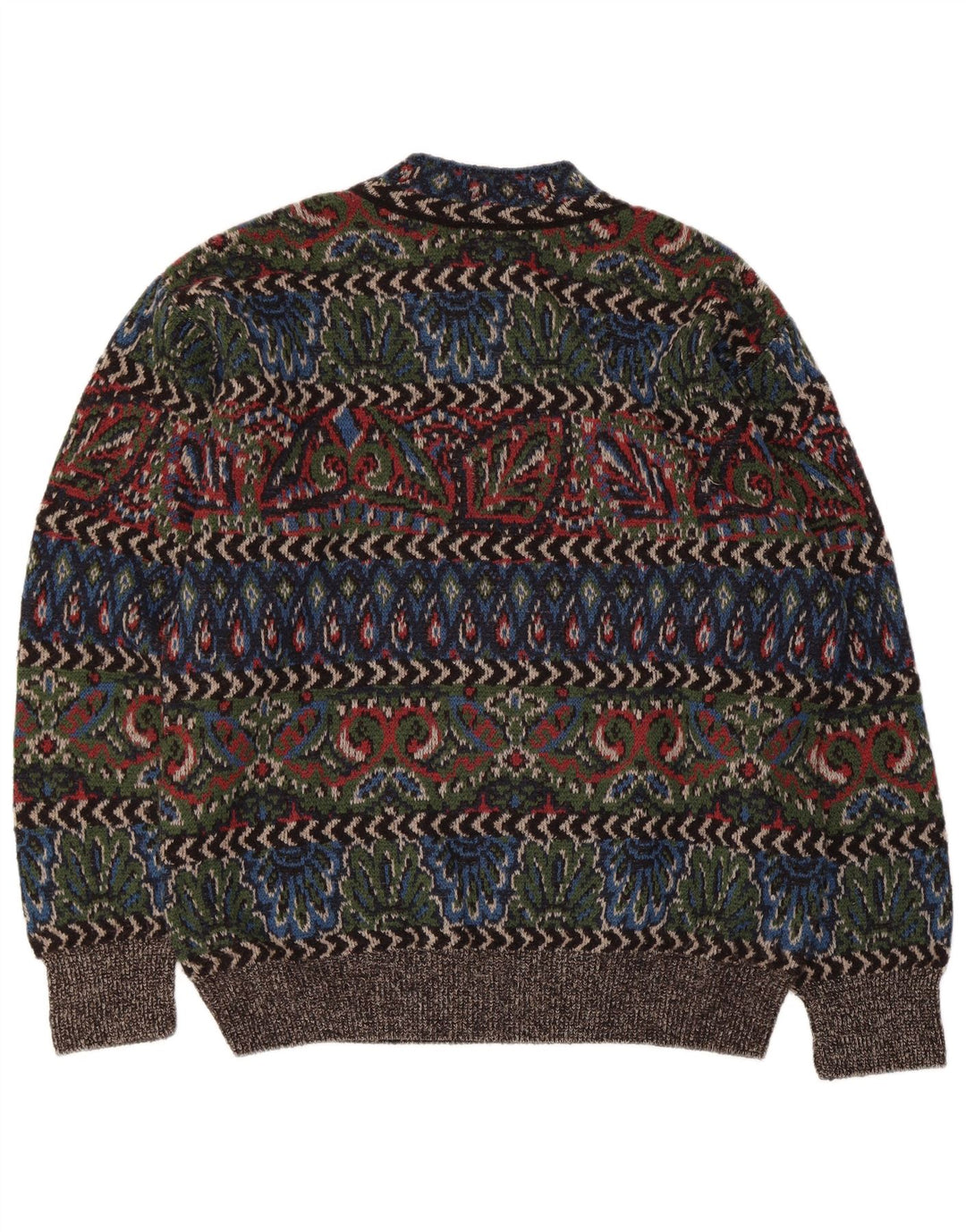 Vintage Mens Turtle Neck Jumper Sweater Large Multicoloured Geometric Wool