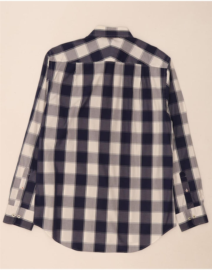 Charles Tyrwhitt Mens Shirt Large Navy Blue Check Cotton