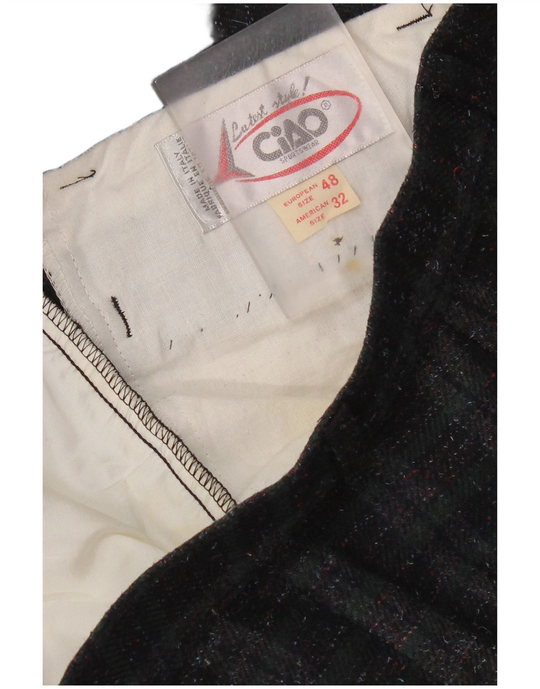 Ciao Mens Straight Casual Trousers IT 48 Medium W32 L33 Green Plaid