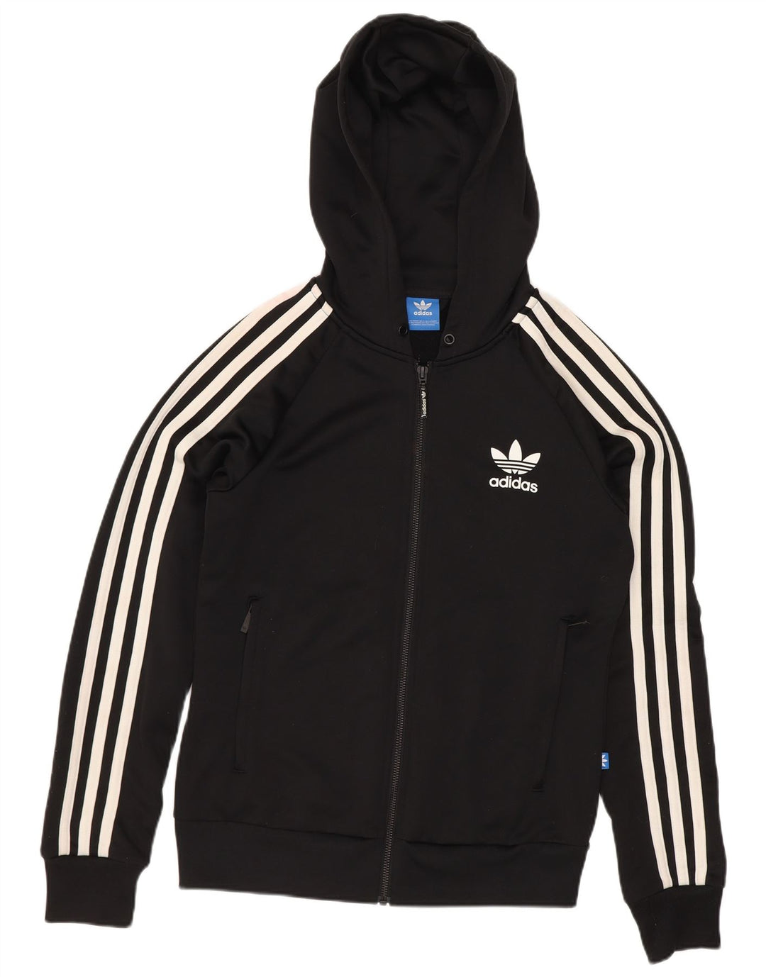 Adidas Womens Zip Hoodie Sweater UK 8 Small Black Polyester