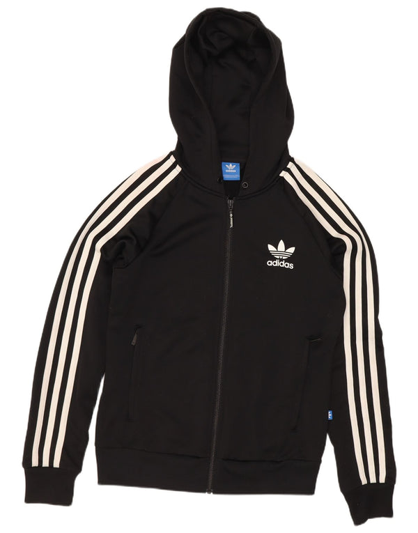 Adidas Womens Zip Hoodie Sweater UK 8 Small Black Polyester