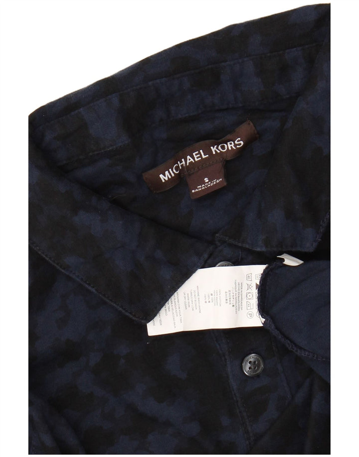 MICHAEL KORS Mens Polo Shirt Small Navy Blue Camouflage Cotton